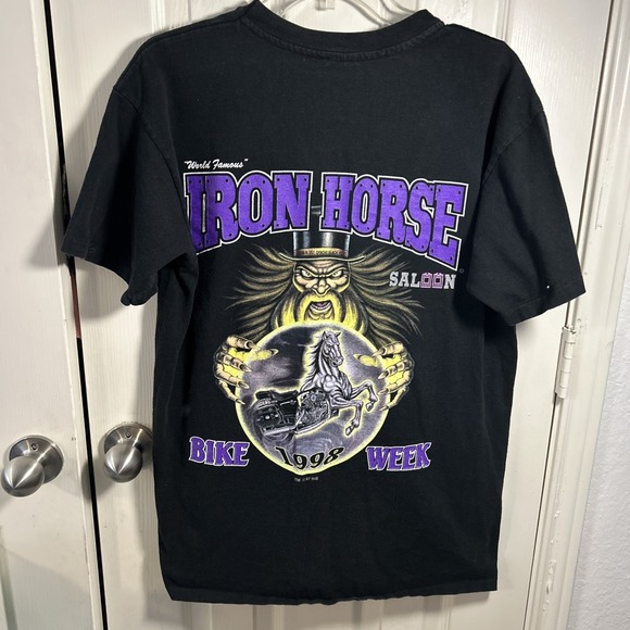 Anvil Other - Vintage Iron Horse Saloon Bike Week 98 Pocket T Shirt Mens L Black